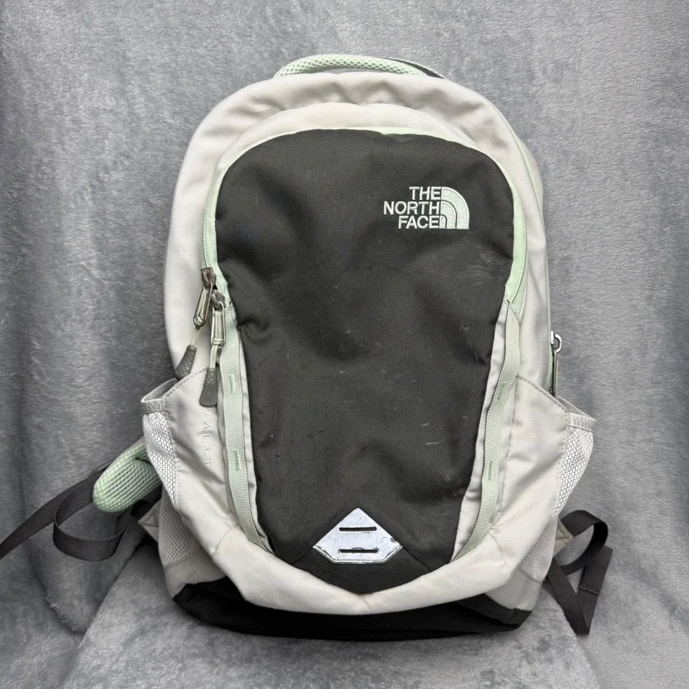 The North Face Vault Backpack Grey Black Mint Green Laptop Daypack FlexVent